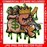 Thug Gangster Angry Mean Face King Teddy Bear Cash Money Bag Gold Jewelry Machine Gun Hip Hop Rap Rich Rapper Trap Plug Hood Ghetto Swag Thug Boss Gangsta Art Graphic Design Logo T-Shirt Print Printing JPG PNG SVG Vector Cut File