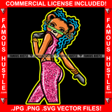 Brazen Dripping Sexy Female Teddy Bear Hot Glamorous Short Dress Hair Dread Locks Gold Jewelry Chain Pretty Hip Hop Swag Hustling Savage Flex Drip Famous Pinup Pin Up Art Graphic Design Logo T-Shirt Print Printing JPG PNG SVG Vector Cut File