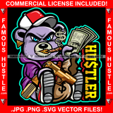 Hustler Gangster Angry Mean Face Teddy Bear Cash Money Bag Cap Smoking Cigar Gold Teeth Jewelry Pistol Gun Hip Hop Rap Rich Rapper Plug Hood Ghetto Swag Boss Gangsta Quote Art Graphic Design Logo T-Shirt Print Printing JPG PNG SVG Vector Cut File