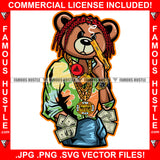 Swag Gangster Teddy Bear Cash Money Diamond Gold Jewelry Pistol Gun Dread Locks Hip Hop Rap Rich Rapper Trap Plug Ghetto Swag Thug Gangsta Savage Art Graphic Design Logo T-Shirt Print Printing JPG PNG SVG Vector Cut File