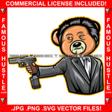 Old Age Gangster Boss Teddy Bear Black Business Suit Dress Pointing Pistol Hip Hop Rap Rapper Plug Trap Street Hood Ghetto Swag Thug Boss Hustler Hustling Drip Famous Hustle Baller Art Graphic Design Logo T-Shirt Print Printing JPG PNG SVG Vector Cut File