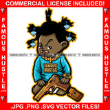 Thug Baby Gangster Diamond Dreads Pacifier Sneakers Mean Face Gold Jewelry Pistol Gun Tattoo Hip Hop Rap Trap Street Hood Ghetto Thug Hustler Hustling Drip Famous Hustle Art Graphic Design Logo T-Shirt Print Printing JPG PNG SVG Vector Cut File