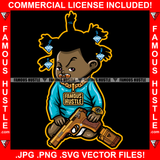 Thug Baby Gangster Diamond Dreads Pacifier Sneakers Mean Face Gold Jewelry Pistol Gun Tattoo Hip Hop Rap Trap Street Hood Ghetto Thug Hustler Hustling Drip Famous Hustle Art Graphic Design Logo T-Shirt Print Printing JPG PNG SVG Vector Cut File