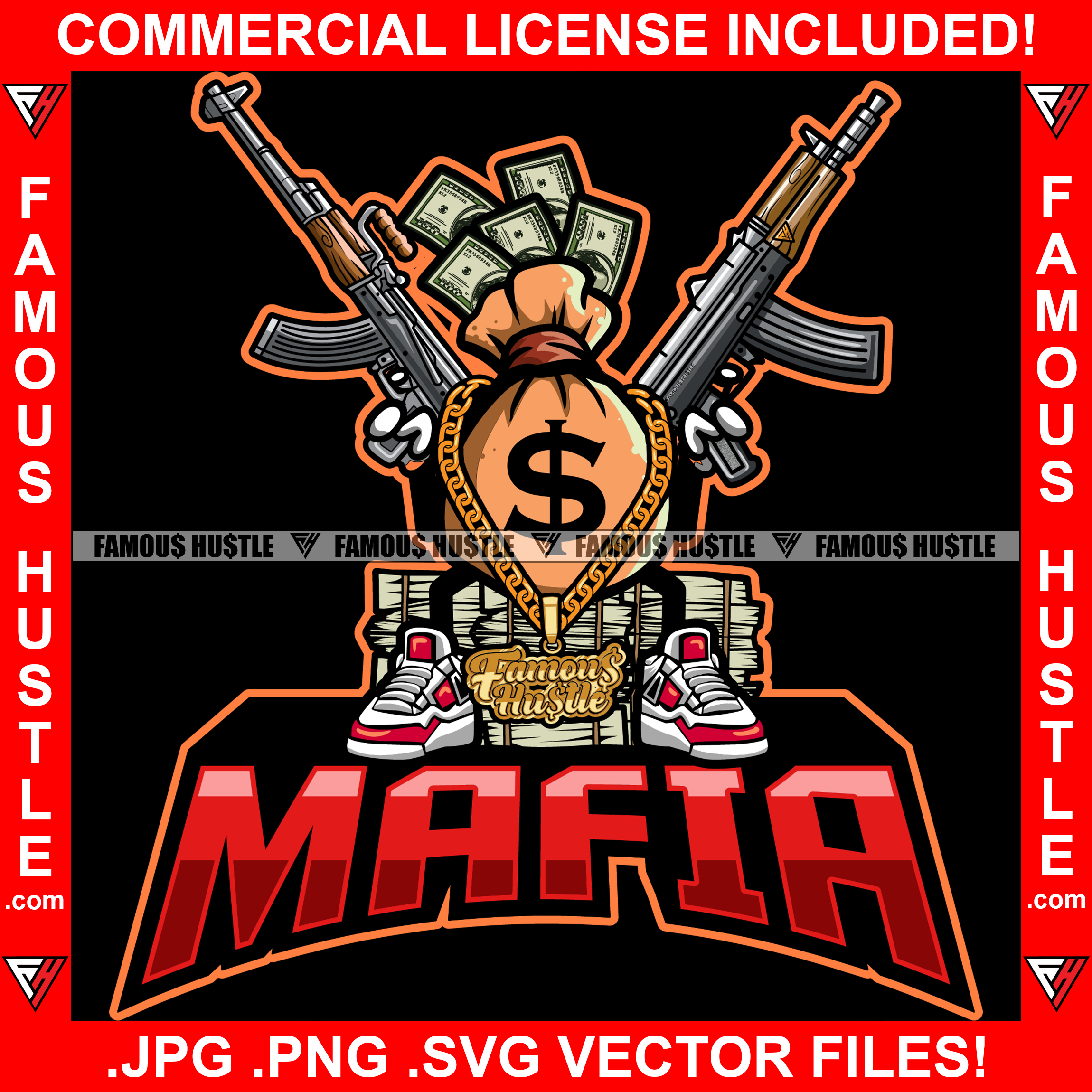 Mafia Money Bag Gangster Cartoon Character Cash Bundles Machine