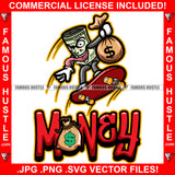 Money Gangster 100 Dollar Bill Money Roll Mean Face Tongue Out Skating Cash Bag Hip Hop Hat Cap Sneakers Hip Hop Rap Hustler Drip Plug Trap Hood Tattoo Cartoon Character Ghetto Quote Art Graphic Design Logo Print Printing Vector SVG Cut File