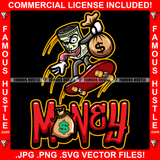 Money Gangster 100 Dollar Bill Money Roll Mean Face Tongue Out Skating Cash Bag Hip Hop Hat Cap Sneakers Hip Hop Rap Hustler Drip Plug Trap Hood Tattoo Cartoon Character Ghetto Quote Art Graphic Design Logo Print Printing Vector SVG Cut File