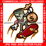 Money Gangster 100 Dollar Bill Money Roll Mean Face Tongue Out Skating Dripping Cash Bag Hip Hop Hat Cap Sneakers Hip Hop Rap Hustler Drip Plug Trap Hood Tattoo Cartoon Character Ghetto Art Graphic Design Logo Print Printing Vector SVG Cut File