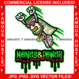 Money & Power Gangster 100 Dollar Bill Money Roll Sunglasses Gold Teeth Jewelry Flying Hero Cape Hip Hop Hat Cap Sneakers Hip Hop Rap Drip Plug Trap Hood Tattoo Cartoon Character Ghetto Quote Art Graphic Design Logo Print Printing Vector SVG Cut File
