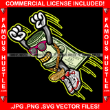 Money & Power Gangster 100 Dollar Bill Money Roll Sunglasses Gold Teeth Jewelry Flying Hero Cape Hip Hop Hat Cap Sneakers Hip Hop Rap Drip Plug Trap Hood Tattoo Cartoon Character Ghetto Art Graphic Design Logo Print Printing Vector SVG Cut File