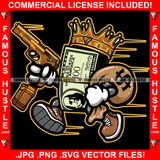 Get Money King Gangster 100 Dollar Bill Money Roll Gold Gun Cash Bag Hip Hop Hat Cap Sneakers Hip Hop Rap Hustler Drip Plug Trap Hood Tattoo Cartoon Character Ghetto Art Graphic Design Logo Print Printing Vector SVG Cut File