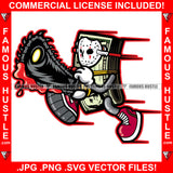 Money On The Lock Horror Gangster 100 Dollar Bill Money Roll Hockey Mask Bloody Chainsaw Sneakers Hip Hop Rap Rapper Trap Street Hood Swag Thug Drip Boss Famous Hustle Killer Art Graphic Design Logo T-Shirt Print Printing JPG PNG SVG Vector Cut File