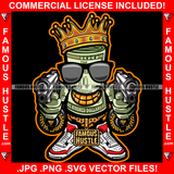 Hustler King Gangster 100 Dollar Bill Money Roll Mean Face Sunglasses Gold Teeth Jewelry Pistol Guns Sneakers Hip Hop Rap Drip Plug Trap Hood Tattoo Cartoon Character Ghetto Art Graphic Design Logo Print Printing Vector SVG Cut File