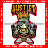 Hustler King Gangster 100 Dollar Bill Money Roll Mean Face Sunglasses Gold Teeth Jewelry Pistol Guns Sneakers Hip Hop Rap Drip Plug Trap Hood Tattoo Cartoon Character Ghetto Quote Art Graphic Design Logo Print Printing Vector SVG Cut File
