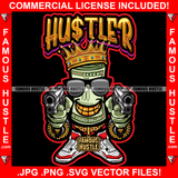 Hustler King Gangster 100 Dollar Bill Money Roll Mean Face Sunglasses Gold Teeth Jewelry Pistol Guns Sneakers Hip Hop Rap Drip Plug Trap Hood Tattoo Cartoon Character Ghetto Quote Art Graphic Design Logo Print Printing Vector SVG Cut File