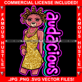 Audacious Sexy Female Teddy Bear Wearing Hot Golden Short Dress Hand Bag Hair Rollers Gold Jewelry Chain Pretty Hip Hop Swag Hustling Savage Flex Drip Famous Quote Pinup Pin Up Art Graphic Design Logo T-Shirt Print Printing JPG PNG SVG Vector Cut File
