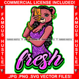 Fresh Sexy Female Teddy Bear Wearing Hot Pink Shinny Short Dress Mobile Phone Long Hair Gold Jewelry Chain Pretty Hip Hop Swag Hustling Savage Flex Drip Famous Quote Pinup Pin Up Art Graphic Design Logo T-Shirt Print Printing JPG PNG SVG Vector Cut File