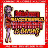 Behind Every Successful Women Is Herself Sexy Female Teddy Bear Hot Red Shinny Short Dress Long Hair Gold Jewelry Chain Hip Hop Swag Hustling Savage Flex Drip Famous Up Quote Art Graphic Design Logo T-Shirt Print Printing JPG PNG SVG Vector Cut File