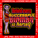 Behind Every Successful Women Is Herself Sexy Female Teddy Bear Hot Red Shinny Short Dress Long Hair Gold Jewelry Chain Hip Hop Swag Hustling Savage Flex Drip Famous Up Quote Art Graphic Design Logo T-Shirt Print Printing JPG PNG SVG Vector Cut File