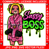 Sassy Boss Dripping Sexy Female Teddy Bear Wearing Hot Pink Short Dress Blonde Hair Gold Jewelry Earrings Pretty Hip Hop Swag Hustling Savage Flex Drip Famous Pinup Pin Up Quote Art Graphic Design Logo T-Shirt Print Printing JPG PNG SVG Vector Cut File