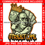 Street Life Famous Gangster President Ben Franklin Face $100 Dollar Billcash Dont Move King Boy Pointing Gun Face Ski Mask Cap Hip Hop Rap Plug Trap Hood Ghetto Thug Hustling Drip Rich Quote Art Graphic Design Logo Print Printing Vector SVG Cut File