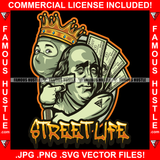 Street Life Famous Gangster President Ben Franklin Face $100 Dollar Billcash Dont Move King Boy Pointing Gun Face Ski Mask Cap Hip Hop Rap Plug Trap Hood Ghetto Thug Hustling Drip Rich Quote Art Graphic Design Logo Print Printing Vector SVG Cut File
