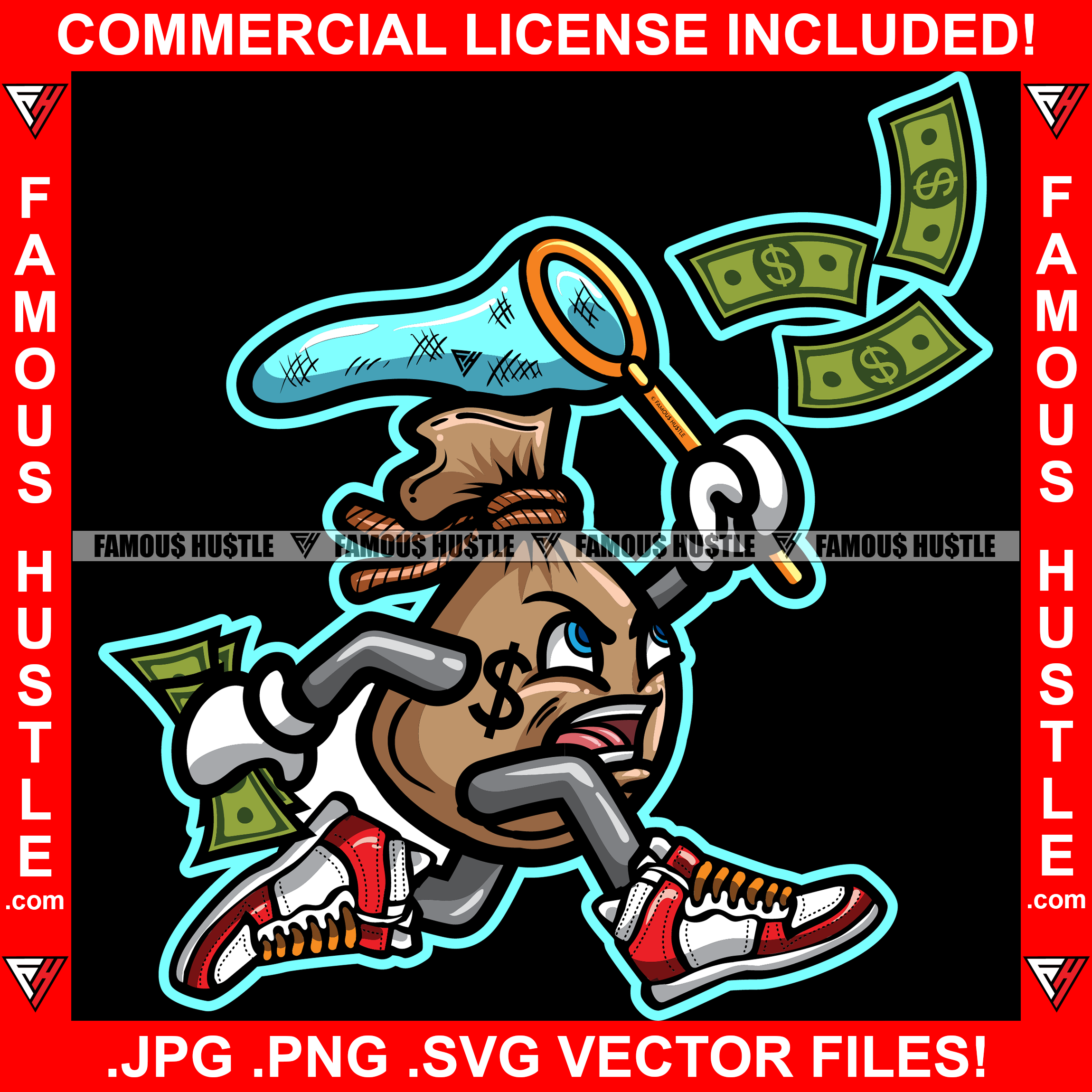 Cash Money Bag Gangster Cartoon Character Dollar Sign Tattoo Catching ...