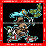 Money Catcher Cash Bag Gangster Cartoon Character Dollar Sign Tattoo Hip Hop Rap Plug Trap Street Hood Ghetto Swag Thug Boss Hustler Hustling Trench Drip Savage Art Graphic Design Logo T-Shirt Print Printing JPG PNG SVG Vector Cut File