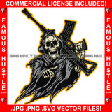 Street Demon Angel Grim Reaper Skull Skeleton Machine Gun Hip Hop Rap Rapper Plug Trap Street Hood Ghetto Swag Thug Hustler Hustling Famous Hustle Baller Trapper Art Graphic Design Logo T-Shirt Print Printing JPG PNG SVG Vector Cut File