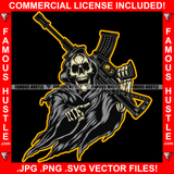 Street Demon Angel Grim Reaper Skull Skeleton Machine Gun Hip Hop Rap Rapper Plug Trap Street Hood Ghetto Swag Thug Hustler Hustling Famous Hustle Baller Trapper Art Graphic Design Logo T-Shirt Print Printing JPG PNG SVG Vector Cut File