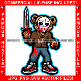 Gangster Woman Teddy Bear Killer Bloody Hockey Mask Enemy Knife Sword Drip Swag Female Plug Girl Trap Lady Hood Thug Gang Street Art Graphic Design Logo T-Shirt Print Printing JPG PNG SVG Vector Cut File