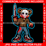 Gangster Woman Teddy Bear Killer Bloody Hockey Mask Enemy Knife Sword Drip Swag Female Plug Girl Trap Lady Hood Thug Gang Street Art Graphic Design Logo T-Shirt Print Printing JPG PNG SVG Vector Cut File