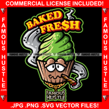 Baked Fresh Gangster Ice Cream Cartoon Character Smoking Gold Jewelry Hip Hop Rap Plug Trap Street Hood Ghetto Swag Thug Drip Dripping Art Graphic Design Logo T-Shirt Print Printing JPG PNG SVG Vector Cut File