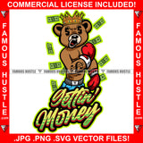 Gettin Money Famous Hustle Gangster King Boxer Teddy Bear Boxing Box Tattoo Gold Chain Tattoo Hip Hop Rap Hustler Drip Trap Hood Thug Gang Street Mafia Mob Cartoon Character Quote Art Graphic Design Logo T-Shirt Print Printing JPG PNG SVG Vector Cut File