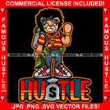 Hustle Gangster Teddy Bear White Eyes Smoking Marijuana Pot Joint Cash Stack In Hands Money Bag Gold Jewelry Watch Art Graphic Design Logo T-Shirt Print Printing JPG PNG SVG Vector Cut File