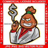 Gangster Money Bag Cartoon Character Boss Scar Face Cigar Mafia Hair Smoking Cigar Dollar Sign Smoke Eyes Tattoo Hip Hop Rap Boss Drip Trap Hood Thug Gang Street Mafia Mob Hitman Famous Hustle Art Graphic Design Logo Print Printing Vector SVG Cut File