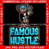 Famous Hustle Gangster Teddy Bear Tuxedo Suit Ski Mask Huge Stolen Diamond Gold Jewelry Cash Money Bag Tattoo Rich Hip Hop Rap Boss Swag Plug Trap Hood Thug Street Mafia Mob Quote Art Graphic Design Logo Print Printing Vector SVG Cut File