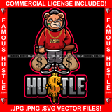 Hustle Gangster Teddy Bear Thug Baseball Bat Tuff Guy Hitman Scar Face Hoodie Smoking Pot Gold Chain Cash Money Bag Tattoo Hip Hop Rap Trap Street Mafia Mob Famous Hustle Quote Art Graphic Design Logo T-Shirt Print Printing JPG PNG SVG Vector Cut File