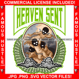 Heaven Sent Baby Hustle Gangsters Angels Wings Black Ski Mask White Eyes Mouth Drugs Cash Money Hip Hop Rap Rapper Plug Trap Street Hood Ghetto Thug Boss Drip Quote Art Graphic Design Logo T-Shirt Print Printing JPG PNG SVG Vector Cut File