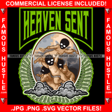 Heaven Sent Baby Hustle Gangsters Angels Wings Black Ski Mask White Eyes Mouth Drugs Cash Money Hip Hop Rap Rapper Plug Trap Street Hood Ghetto Thug Boss Drip Quote Art Graphic Design Logo T-Shirt Print Printing JPG PNG SVG Vector Cut File