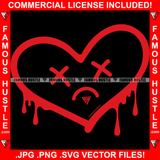 Love Hustle Heart Sad Cross Eyes Blood Dripping Drip Hip Hop Rap Rapper Plug Trap Street Hood Ghetto Swag Thug Hustler Hustling Famous Baller Trapper Art Graphic Design Logo T-Shirt Print Printing JPG PNG SVG Vector Cut File