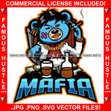 Mafia Gangster Mafia Mob Boss Blue Teddy Bear Smoking Cigar Scar Face Liquor Alcohol Drink Cash Money Tattoo Hip Hop Rap Hustle Hustler Trap Hood Thug Gang Street Quote Art Graphic Design Logo T-Shirt Print Printing JPG PNG SVG Vector Cut File