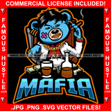 Mafia Gangster Mafia Mob Boss Blue Teddy Bear Smoking Cigar Scar Face Liquor Alcohol Drink Cash Money Tattoo Hip Hop Rap Hustle Hustler Trap Hood Thug Gang Street Quote Art Graphic Design Logo T-Shirt Print Printing JPG PNG SVG Vector Cut File