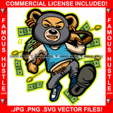 Cash Runner Gangster Teddy Bear Ski Mask Gold Teeth Cash Money Bag Hip Hop Rap Rapper Plug Trap Street Hood Ghetto Swag Thug Hustler Hustling Famous Hustle Baller Trapper Art Graphic Design Logo T-Shirt Print Printing JPG PNG SVG Vector Cut File