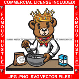 Gangster Teddy Bear Dollar Sign Eyes Chef Outfit Gold Necklace Cooking Baking Soda Drug Dealer Hip Hop Rap Rapper Trap Street Hood Ghetto Thug Hustler Hustling Famous Hustle Rich Art Graphic Design Logo T-Shirt Print Printing JPG PNG SVG Vector Cut File