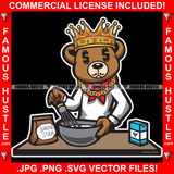 Gangster Teddy Bear Dollar Sign Eyes Chef Outfit Gold Necklace Cooking Baking Soda Drug Dealer Hip Hop Rap Rapper Trap Street Hood Ghetto Thug Hustler Hustling Famous Hustle Rich Art Graphic Design Logo T-Shirt Print Printing JPG PNG SVG Vector Cut File