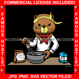 Gangster Teddy Bear Chef Drug Dealer Cooking Up Baking Soda Cook Baker Scar Face Angry Tattoo Hip Hop Rap Boss Drip Hood Thug Gang Street Mafia Mob Trapper Famous Hustle Rich Art Graphic Design Logo T-Shirt Print Printing JPG PNG SVG Vector Cut File
