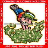 Famous Hustle Gangster Teddy Bear Cash Money Swimming Ready For Jump Plug Lifebuoy Tube Scuba Diving Mask Snorkel Trap Street Hood Ghetto Swag Thug Hustler Hustling Drip Rich Art Graphic Design Logo T-Shirt Print Printing JPG PNG SVG Vector Cut File