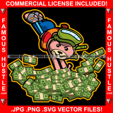 Famous Hustle Gangster Teddy Bear Cash Money Swimming Ready For Jump Plug Lifebuoy Tube Scuba Diving Mask Snorkel Trap Street Hood Ghetto Swag Thug Hustler Hustling Drip Rich Art Graphic Design Logo T-Shirt Print Printing JPG PNG SVG Vector Cut File
