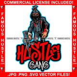 Hustle Money Bag Cartoon Character Scar Face Skull Hoodie Face Mask Blood Bloody Suit Hoodie Machine Gun Hip Hop Trap Street Hood Ghetto Swag Thug Boss Hustler Drip Famous Quote Art Graphic Design Logo T-Shirt Print Printing JPG PNG SVG Vector Cut File