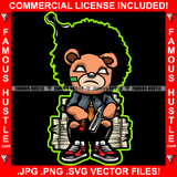 Hustle Gangster Teddy Bear White Eyes Scar Face Cash Money Stack Pistol Gun Cigar Smoking Sneakers Hip Hop Rap Plug Trap Street Hood Ghetto Hustler Hustling Famous Baller Trapper Art Graphic Design Logo T-Shirt Print Printing JPG PNG SVG Vector Cut File